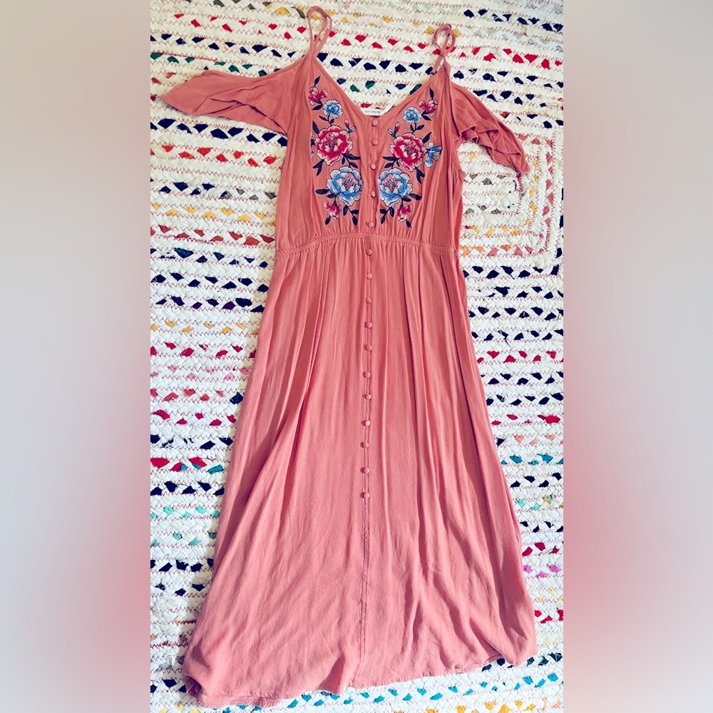 Blue pepper floral embroidered size L dress
